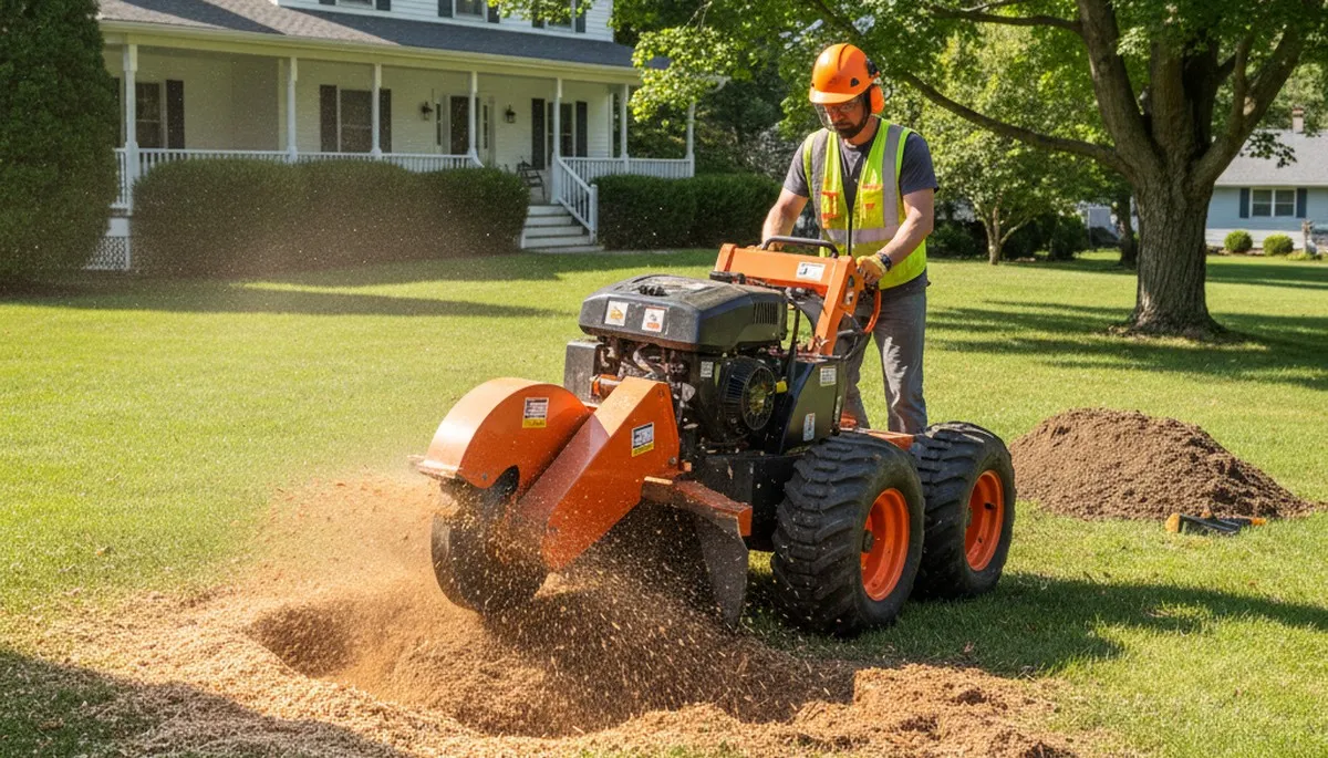 Stump grinding service in Essex Junction VT removing tree stumps for clean lawns by Burlington tree experts