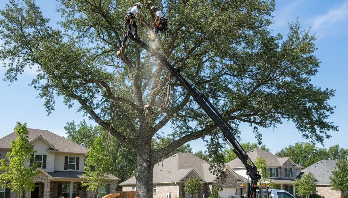 Professional tree removal service team working in Burlington, VT yard