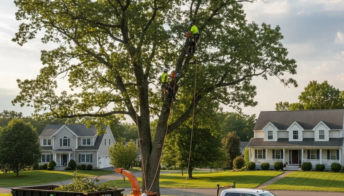 Professional tree removal service in Burlington VT safely clearing trees for residential clients