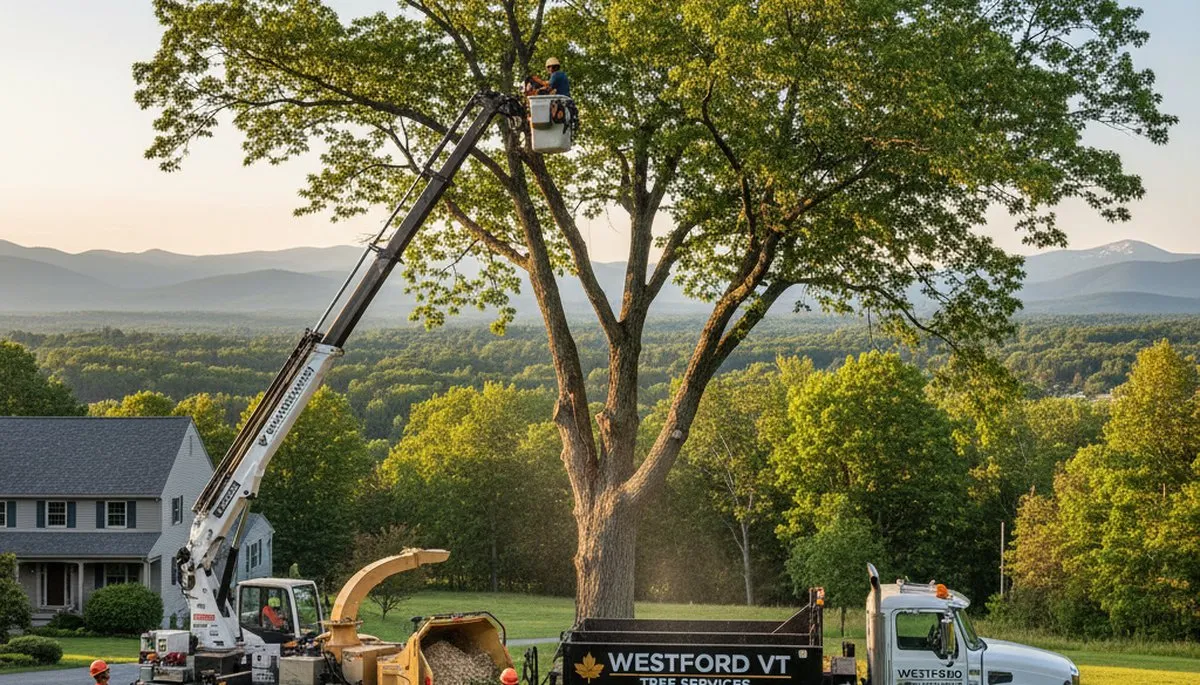 Professional tree removal service in Burlington VT safely clearing trees for local homeowners